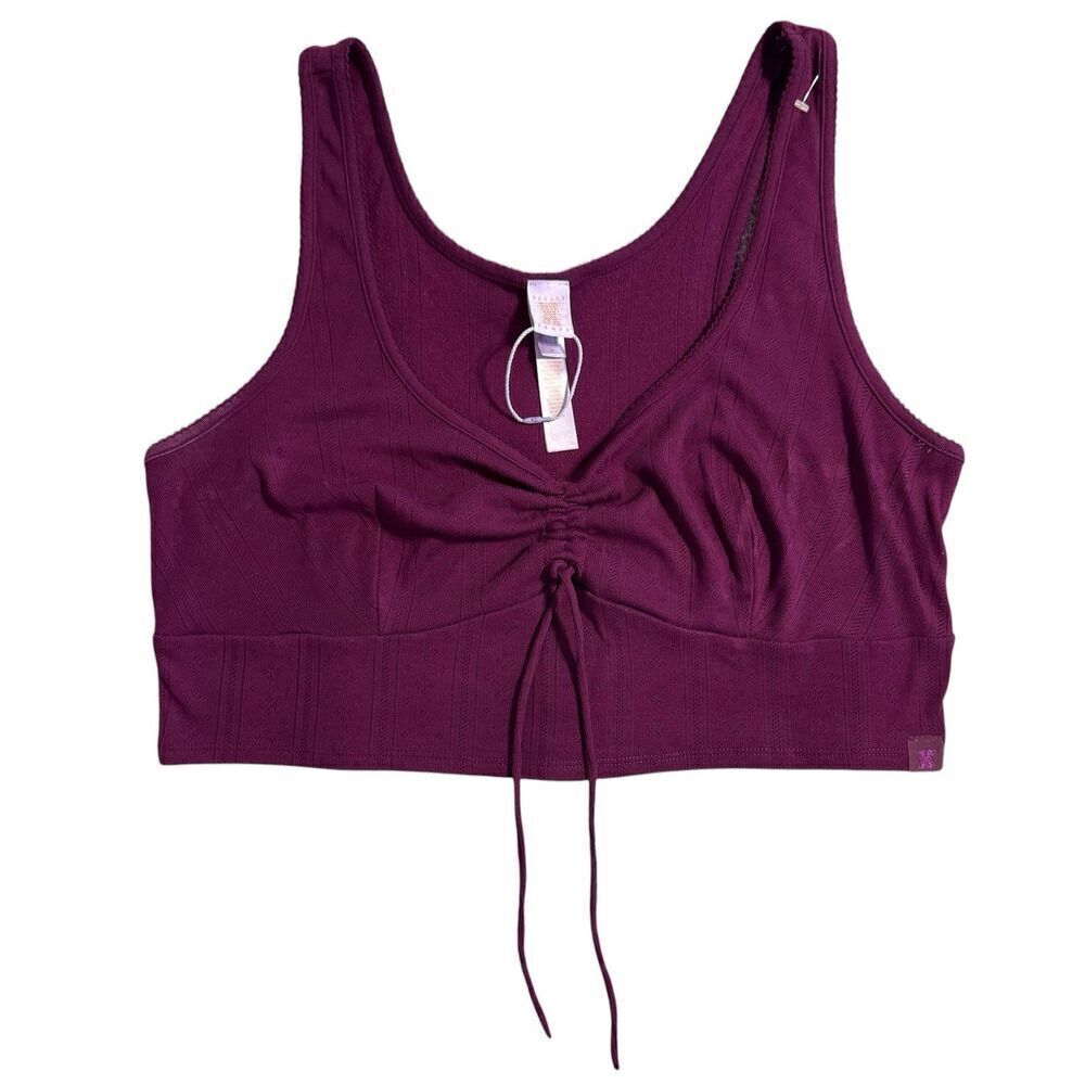 Savage X Fenty Keep It Casual Knit Sleep Tank Top 2X Purple Pointelle Longline - Picture 2 of 7